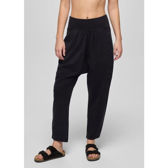 Prana Mindful Movement Harem Pant Women's XL Black Relaxed Mid Rise Tapered Leg - Picture 1 of 13